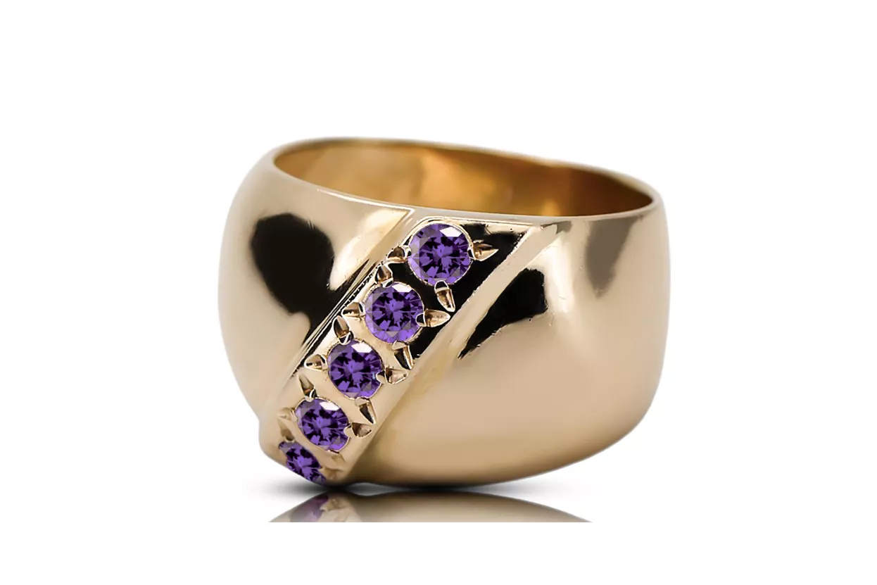 Pierścionek Vintage Biżuteria Aleksandryt 14k żółte złoto vrc036y